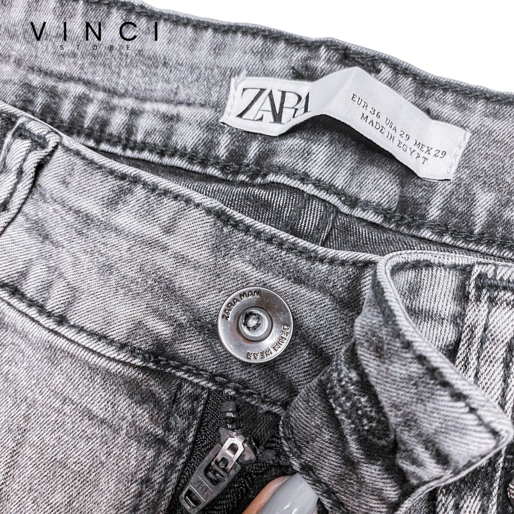 Quần Jean Nam ZR Xám Rách Skinny Ống Ôm Vnxk Co Dãn