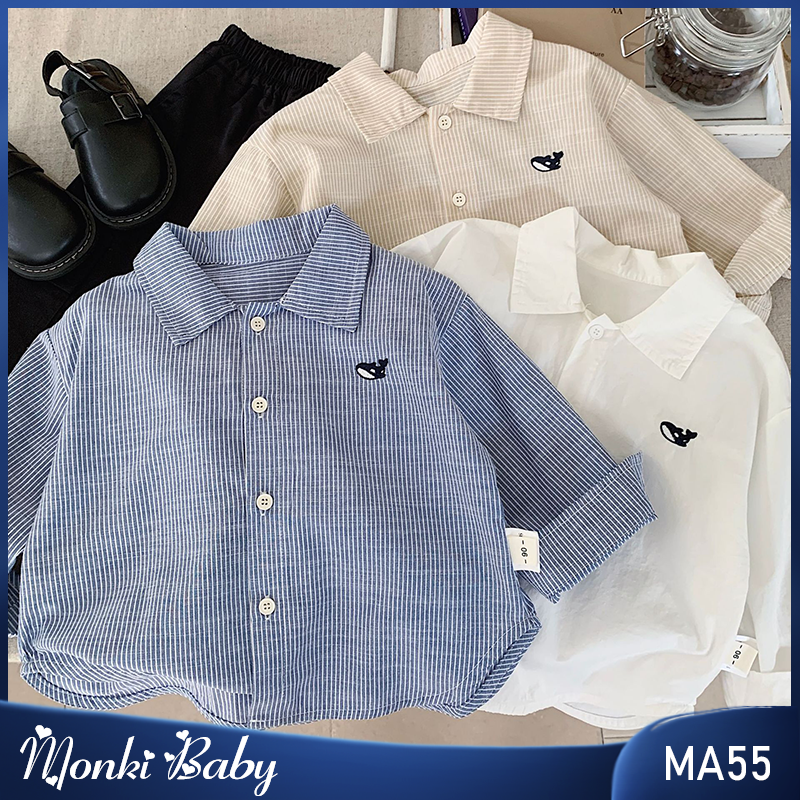 Áo sơ mi dài tay bé trai, phong cách thời trang nam tính lịch lãm, đơn giản và tinh tế, cotton mềm mại thoáng mát, phối đồ dễ dàng | MA55