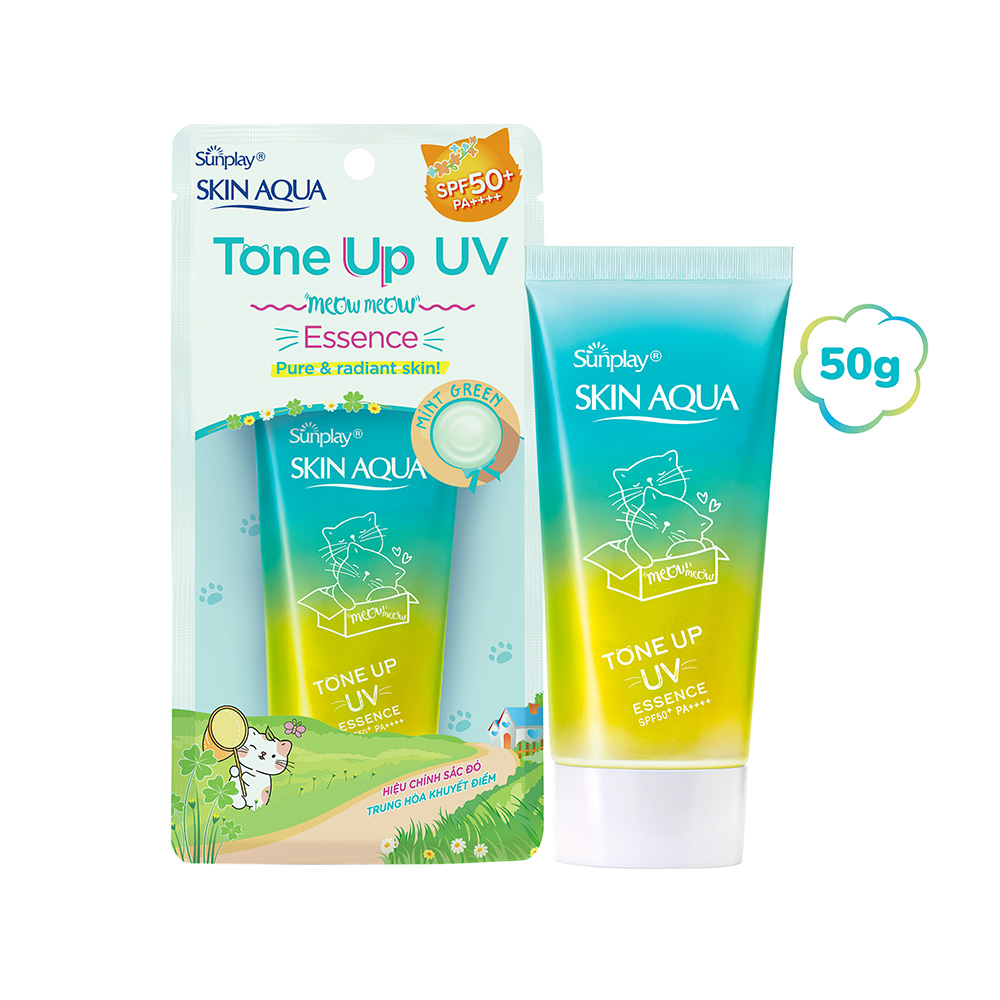 Tinh chất chống nắng nâng tông dành cho da dầu/hỗn hợp Sunplay Skin Aqua Tone Up UV Milk (Mint Green) (dành cho da sáng, có khuyết điểm đỏ) (50g)