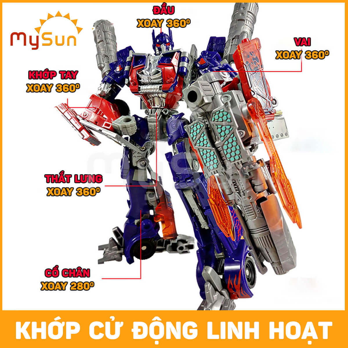 Đồ chơi mô hình xe ô tô biến hình robot người máy Transformer Optimus Prime, Bumblebee MySun