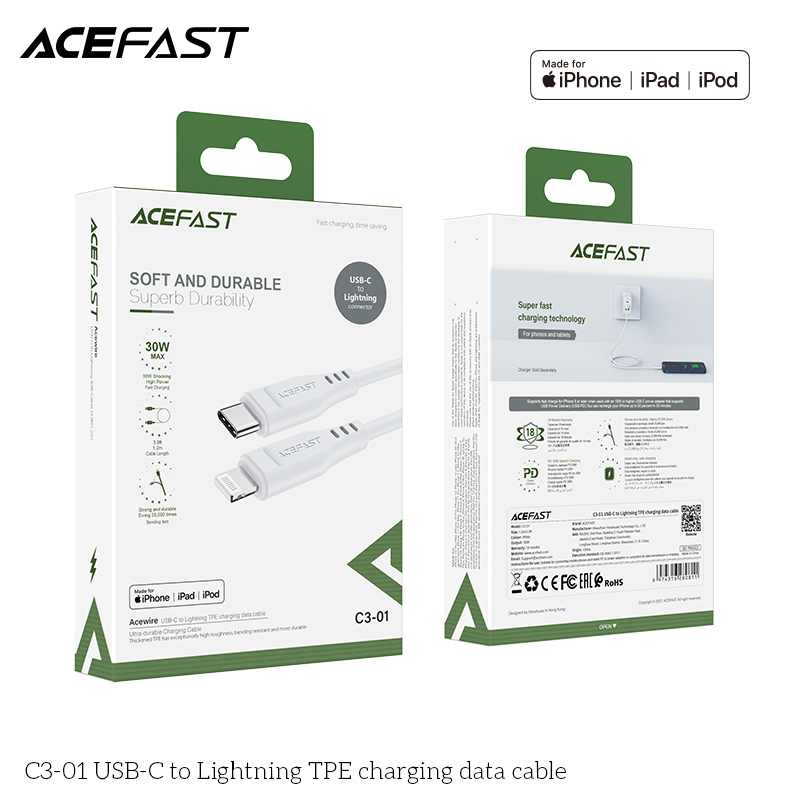 Cáp Acefast Light.ning dài 1.2m - C3-02 Hàng chính hãng Acefast