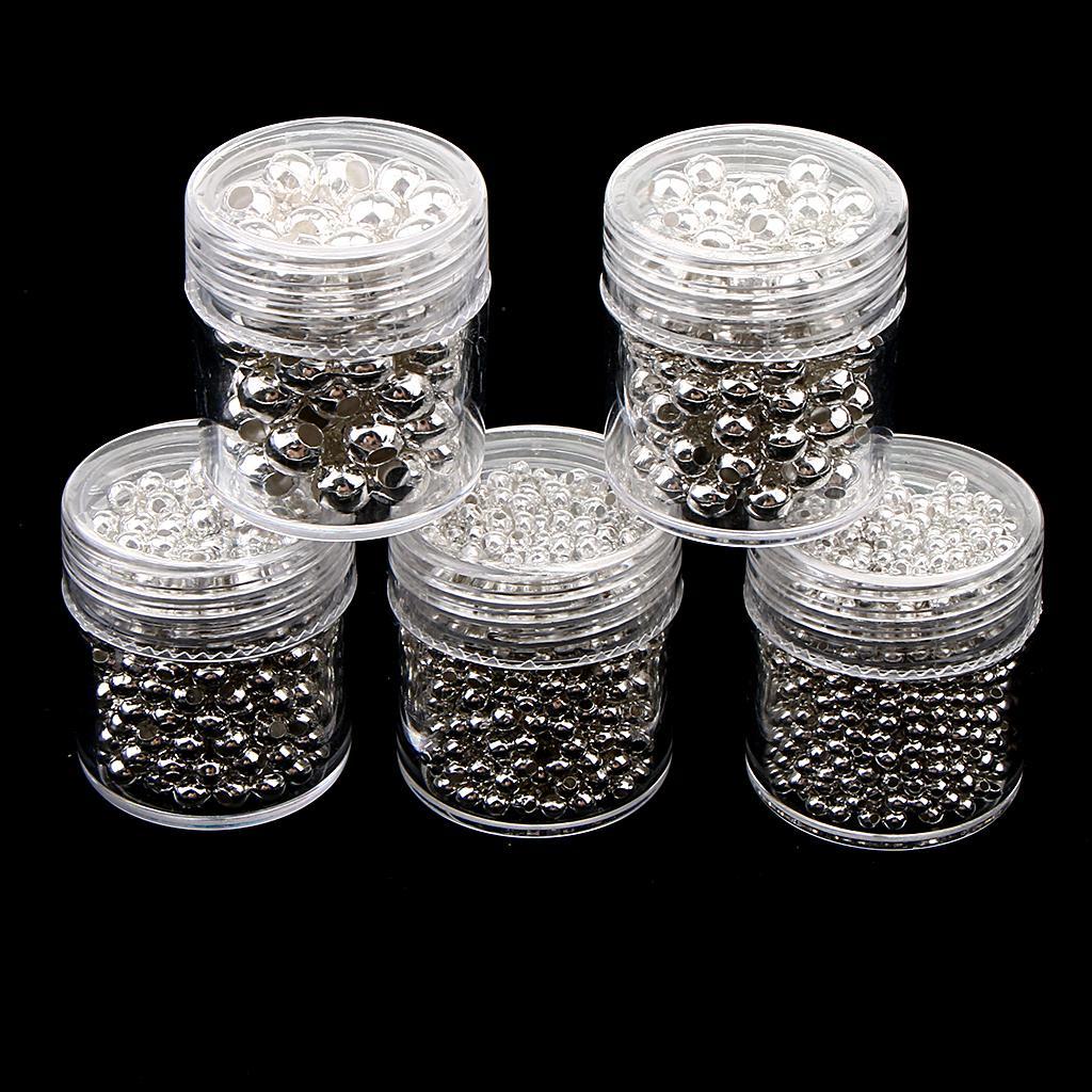 5 Bottles Stainless Steel Loose Spacer Bead DIY Assorted 2mm-5mm  LOT