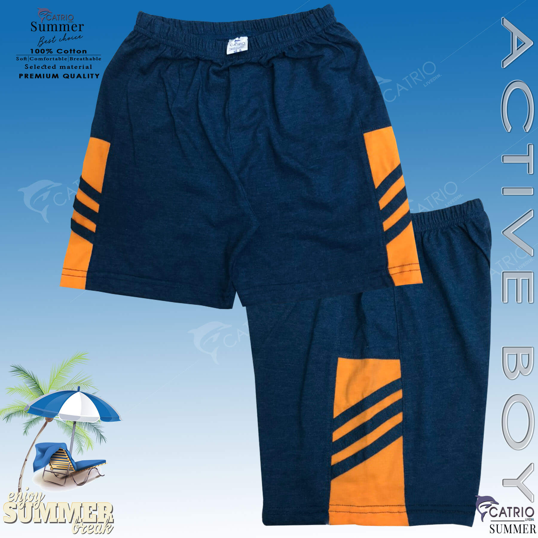 QUẦN ĐÙI BÉ TRAI CATRIO MÀU XANH CỔ VỊT là quần đùi thun trẻ em  vải 100% cotton đạt chuẩn xuất khẩu, khi kết hợp với áo phông ngắn tay thành bộ đồ mùa hè bé trai mặc rất thoáng mát và hạnh phúc