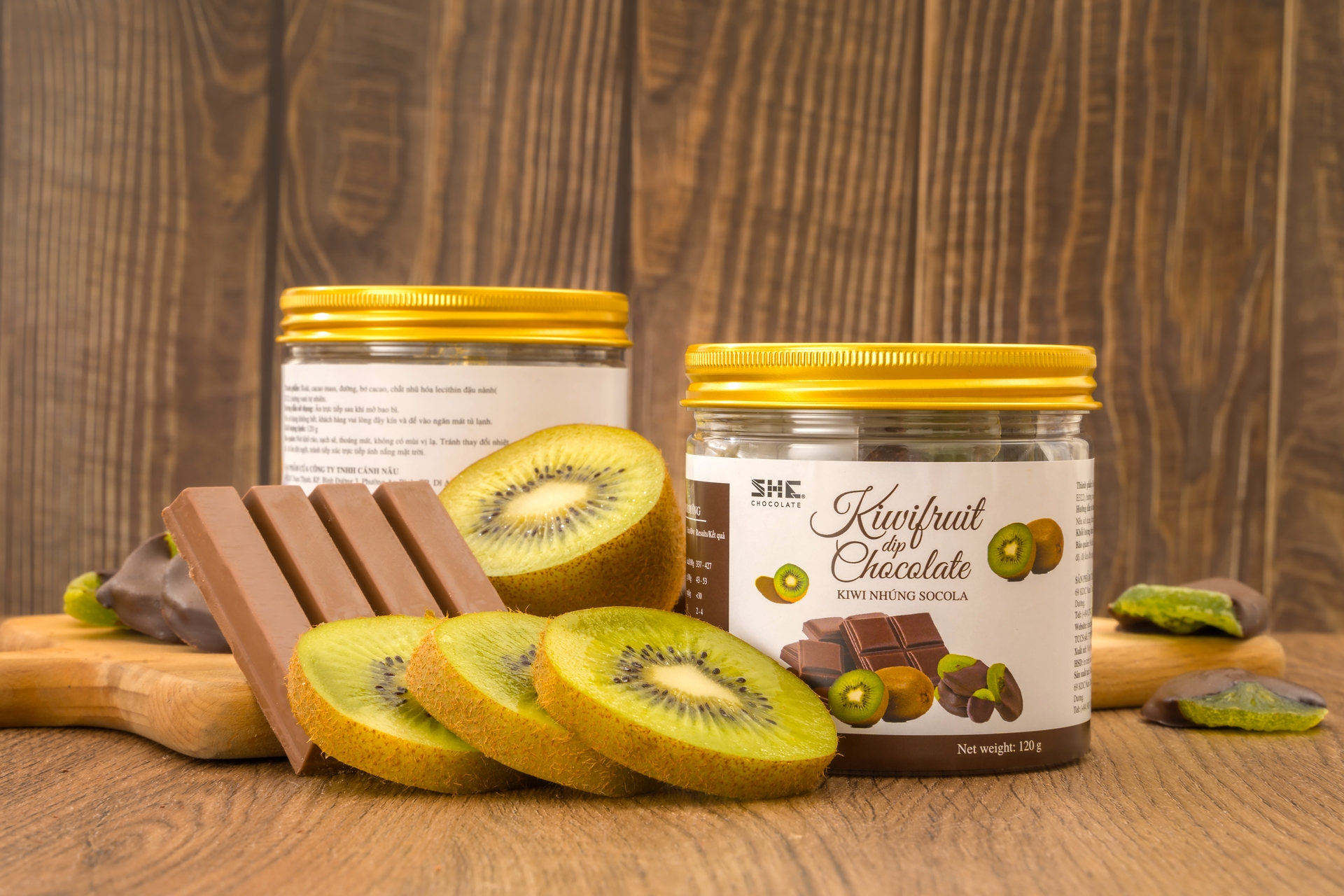 Kiwi nhúng Socola - SHE Chocolate - 120g Hũ pet - Đa dạng vị giác, tốt cho sức khỏe. Quà tặng người thân, dịp lễ, thích hợp ăn vặt