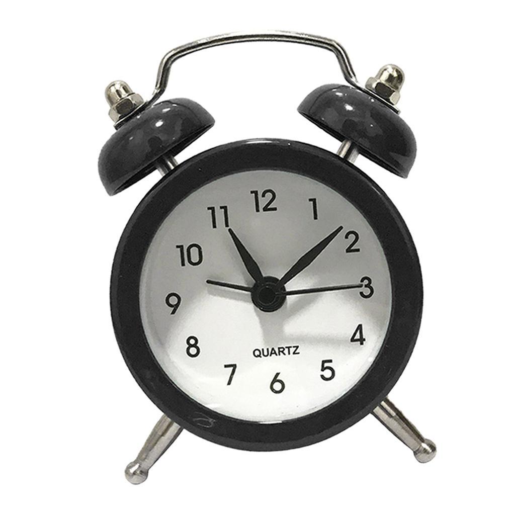 3X Battery Powered Quartz Alarm Clock, Loud Twin Bell, Bedside Clocks Black