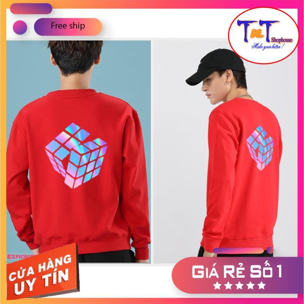 AS09 Áo Sweater Rubik Phản Quang Áo Nỉ Dài Tay Unisex Nam Nữ Freesize Dưới 75 Kg