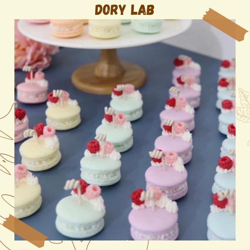 Set Nến Thơm 4 Bánh Macaron Mini Mix Topping Kèm Hộp Quà Bã Mía - Dory Lab