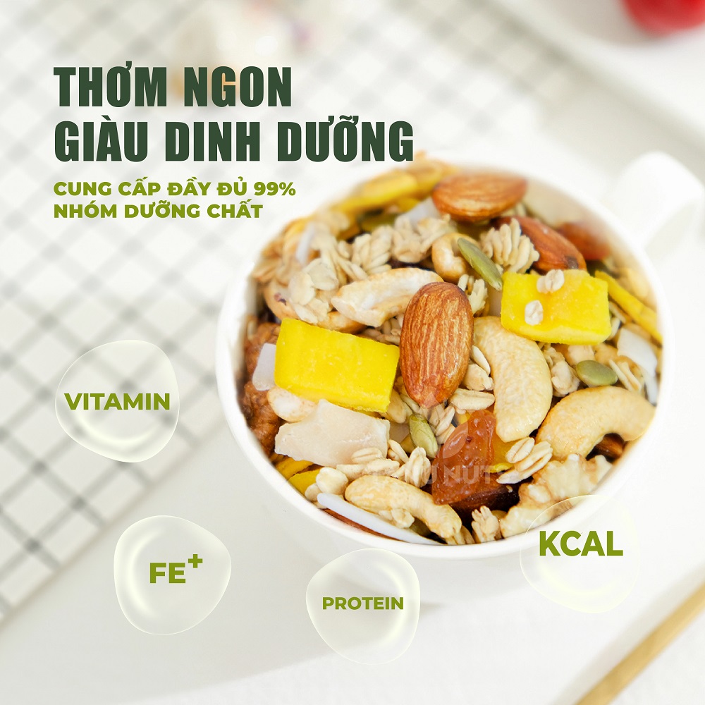 Hình ảnh Granola siêu hạt 35% yến mạch TANU NUTS hũ 500g, ngũ cốc granola ăn kiêng giảm cân dinh dưỡng