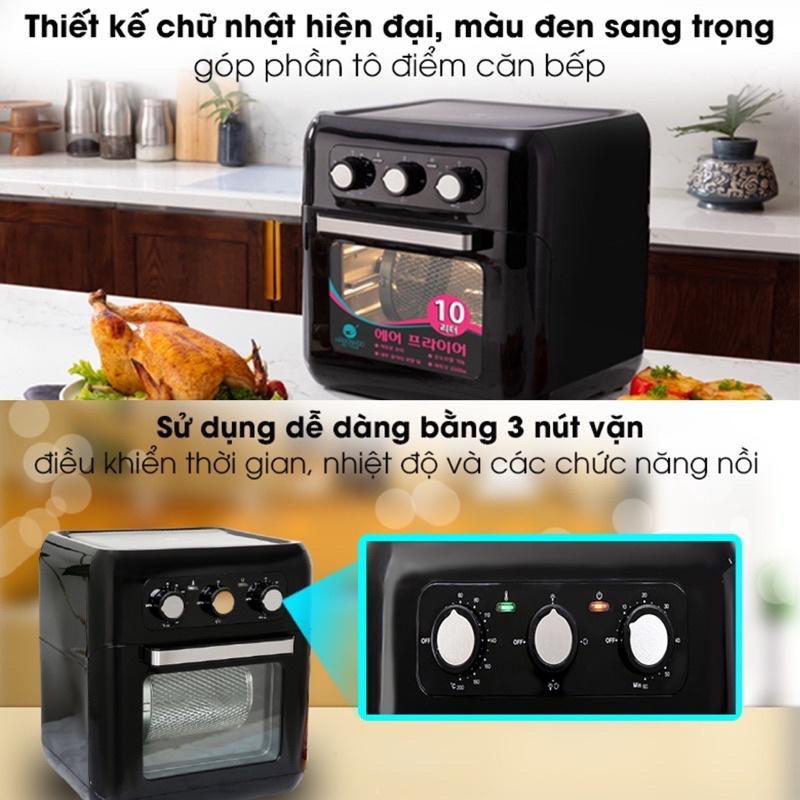 Nồi Chiên Không Dầu Hawonkoo AFH-100, Dung Tích 10Lit - 5 Phụ Kiện Nướng Đa Năng, Hàng Chính Hãng