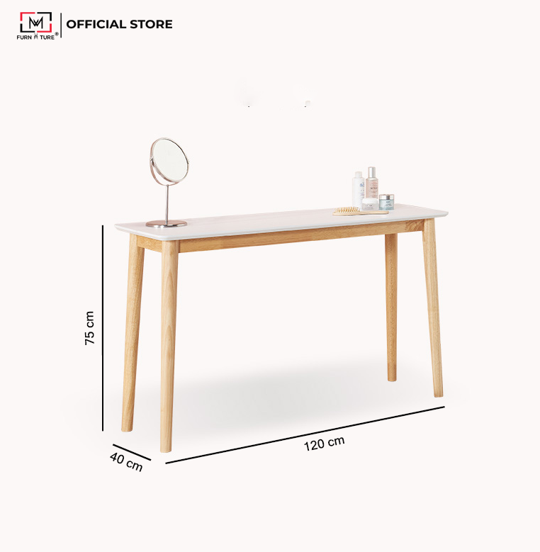 BÀN LÀM VIỆC HIỆN ĐẠI MẶT TRẮNG CHÂN GỖ MWFURNITURE - SLIM TABLE WHITE