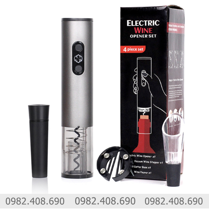 Bộ khui rượu vang bằng điện 4 món pin rời