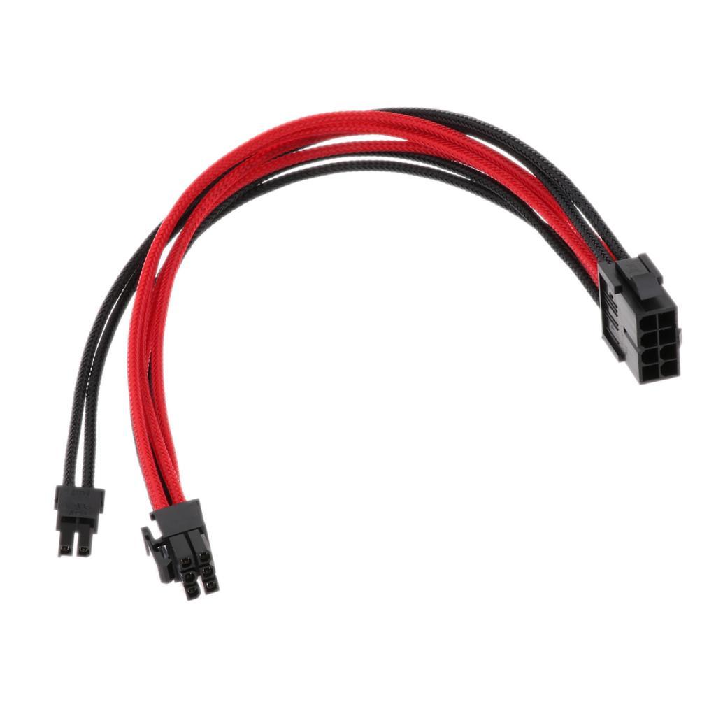 PCI-E 8-Pin Cable Extension 11.81in/30cm Sleeved Black & Red