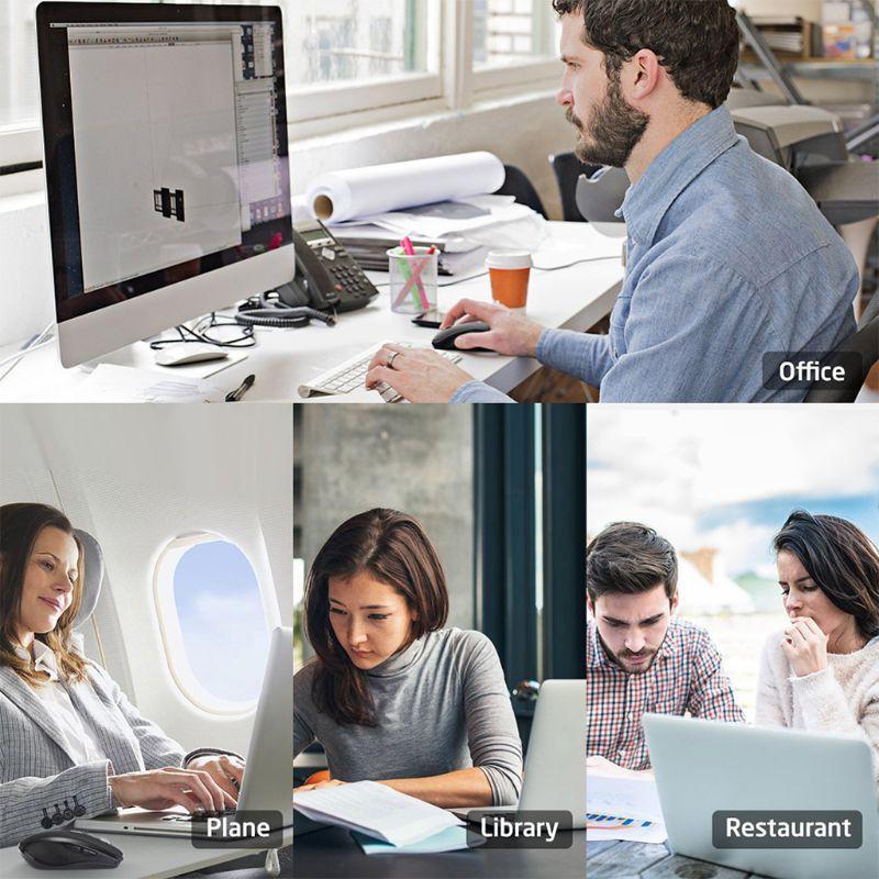 Bộ chuột không dây 2.4Ghz độ nhạy 800/1200/1600DPI sạc cổng USB Type-C kèm đầu thu