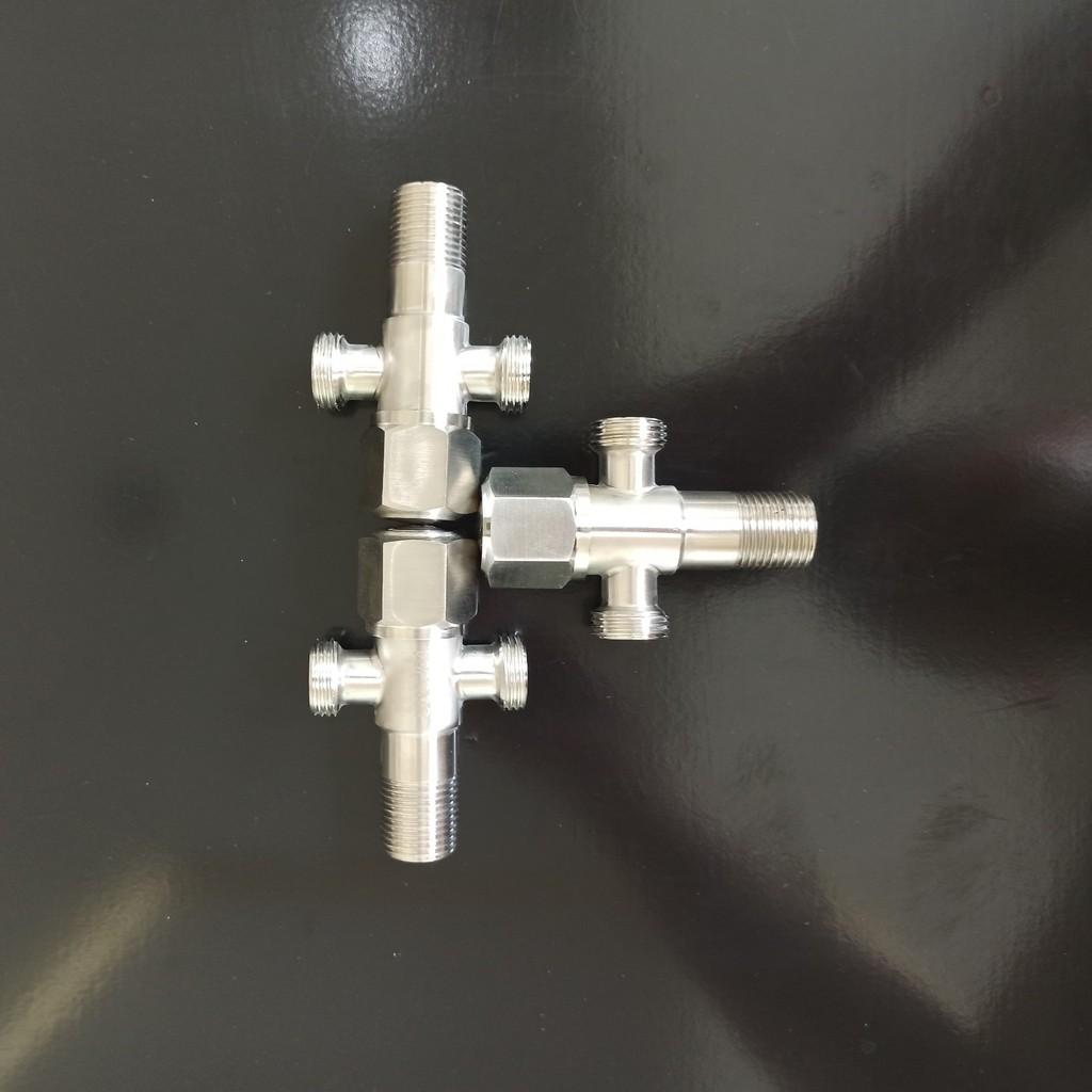 Van T cầu , t cầu. Giảm áp chia bồn cầu Inox SUS 304,Van T Chia Nước cho vòi xịt vệ sinh và bồn cầu inox