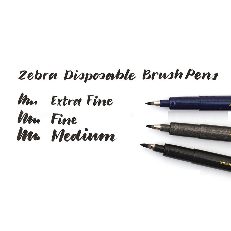 Bút viết chữ calligraphy Zebra Disposable Brush Pen - Extra Fine (Ngòi nét nhỏ)