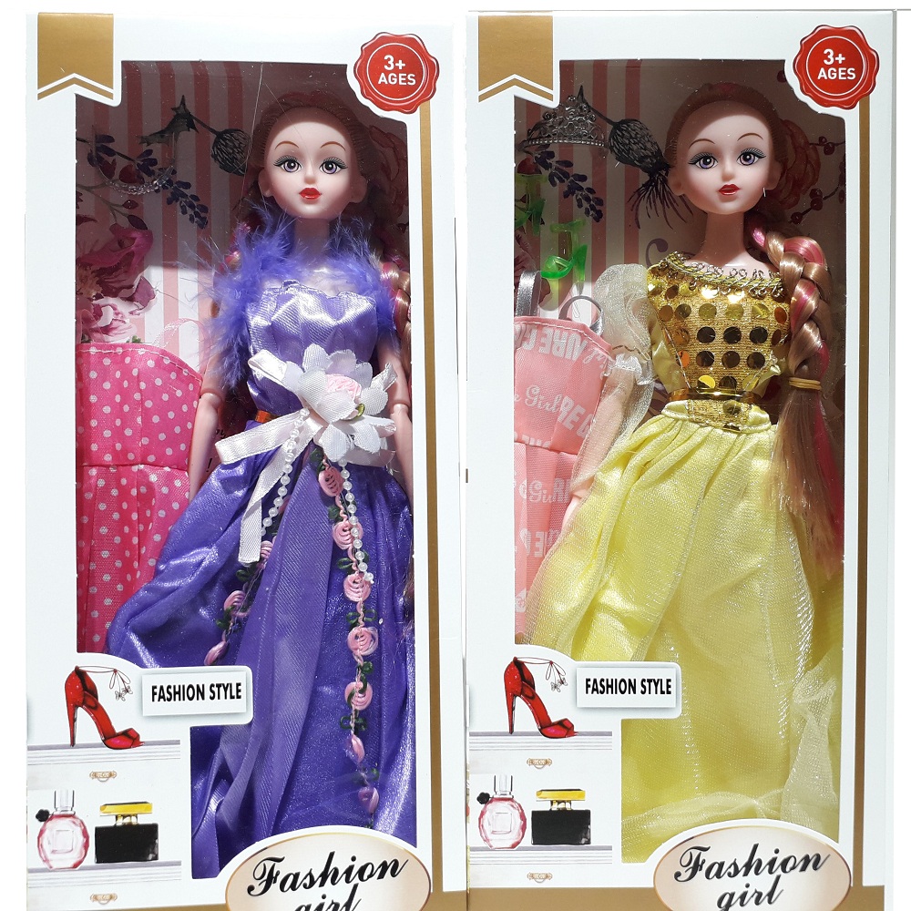 Hộp búp bê barbie kèm 1 áo đầm, giày, phụ kiện búp bê cho bé (giao mẫu ngẫu nhiên)