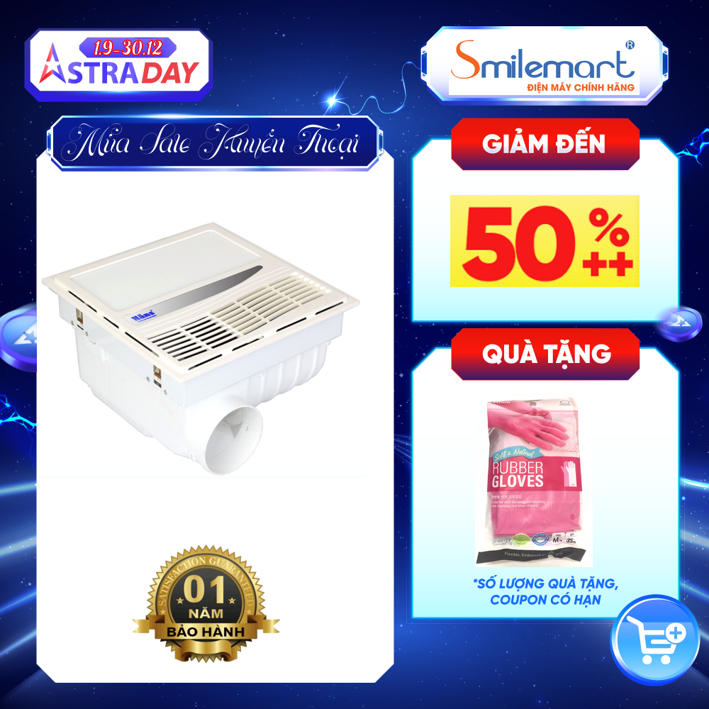 Quạt sưởi nhà tắm âm trần Hans HA-S -hàng chính hãng