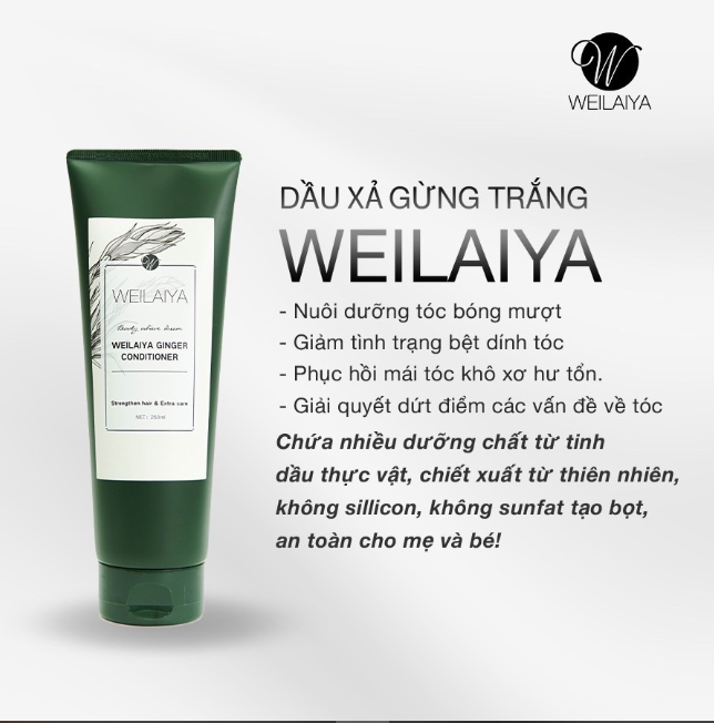 Dầu xả gừng Weilaiya Hair Ginger Conditioner kích thích mọc tóc tem trắng 250ml