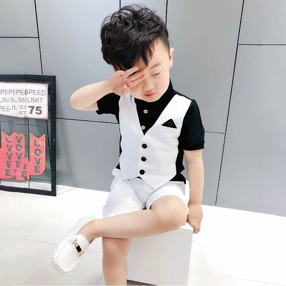 Quần áo bé trai set quần áo bé trai chất liệu Bamboo phối gile đặc sắc tạo điểm nhấn cho các bé bảnh bao H64