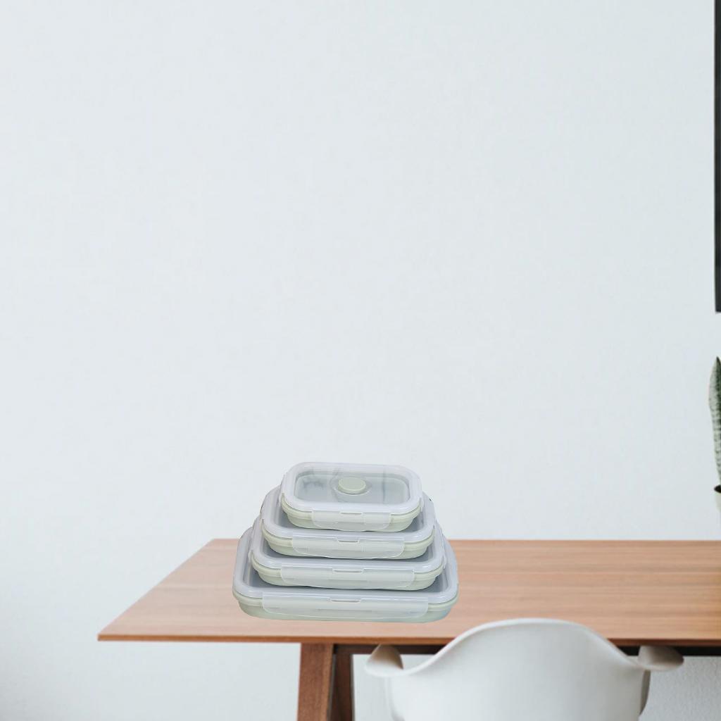 Silicone Collapsible Food Storage Container with Airtight Lid and Air Vent-4 Pack Foldable Meal Prep Lunch Box for Kitchen,Stackable & space saving