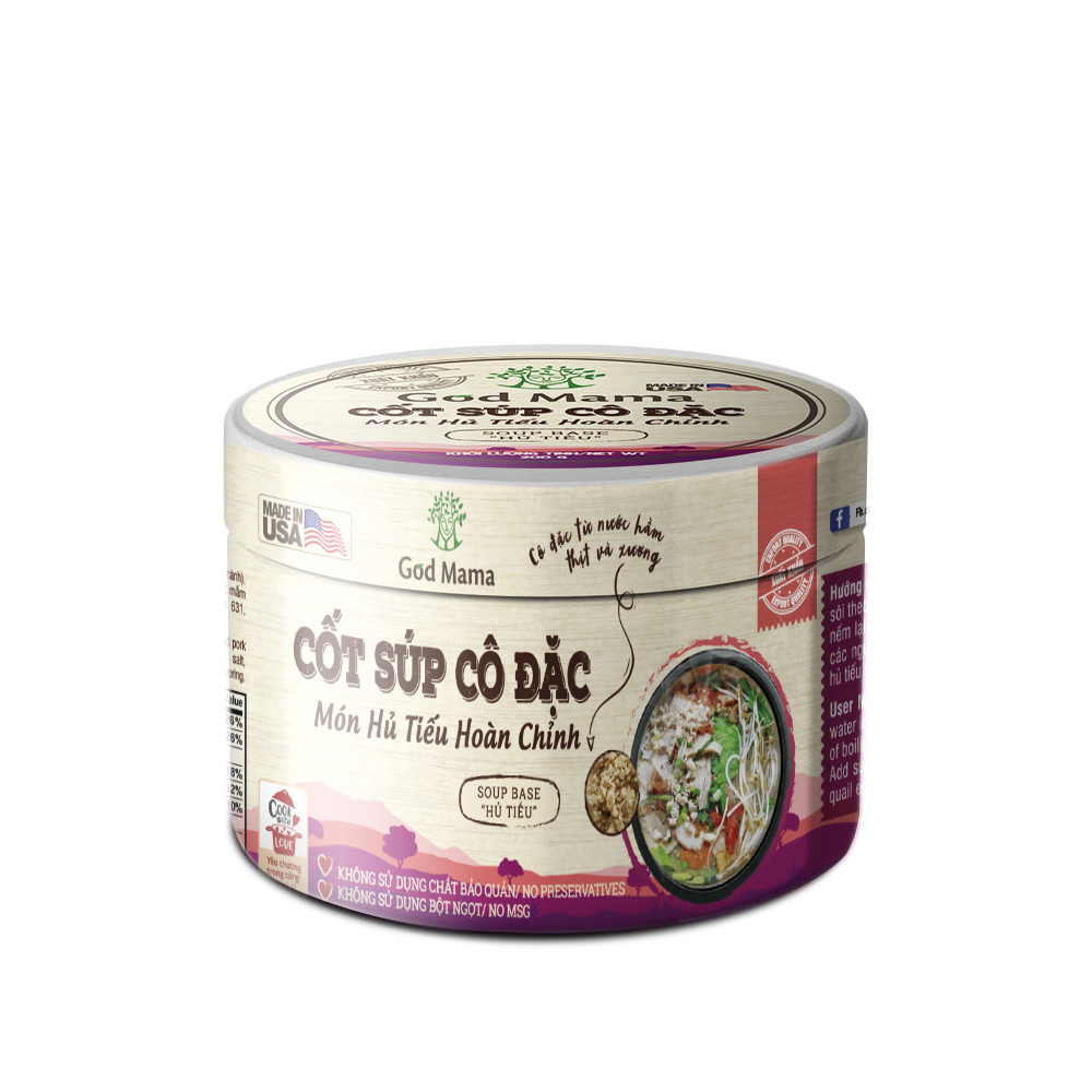Cốt súp cô đặc - Món Hủ Tiếu Hoàn Chỉnh - Gia vị nấu hủ tiếu tiện lợi - Hũ 200gr - Tiêu chuẩn FDA, không bột ngọt, không chất bảo quản, tốt cho sức khỏe - Sản phẩm số 1 tại Mỹ