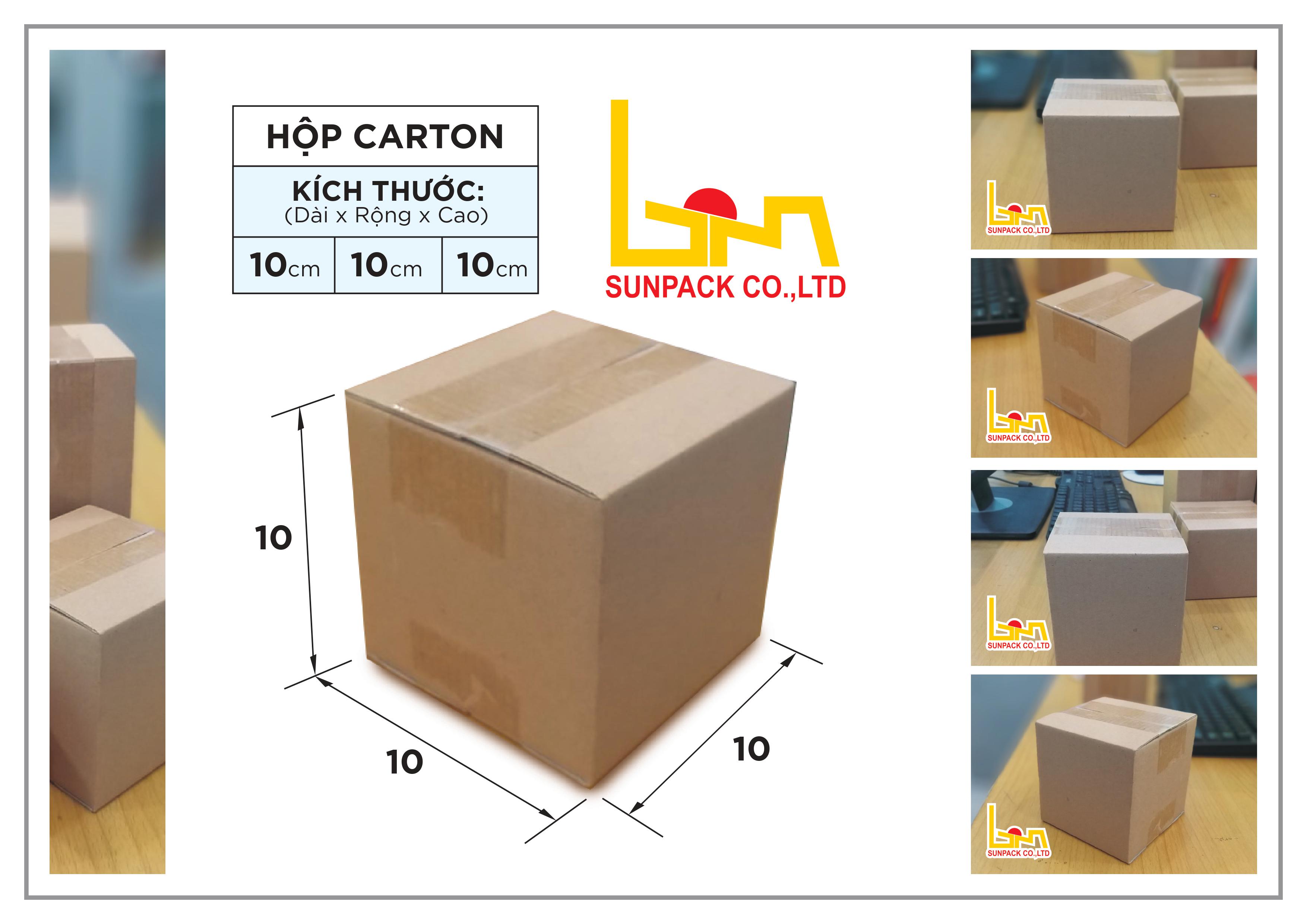 20 Hộp Carton Đóng Hàng 10x10x0 - Giá Nhà Sản Xuất Bao Bì Bình Minh- Hộp Gói Hàng Nhỏ Dầy Chắc