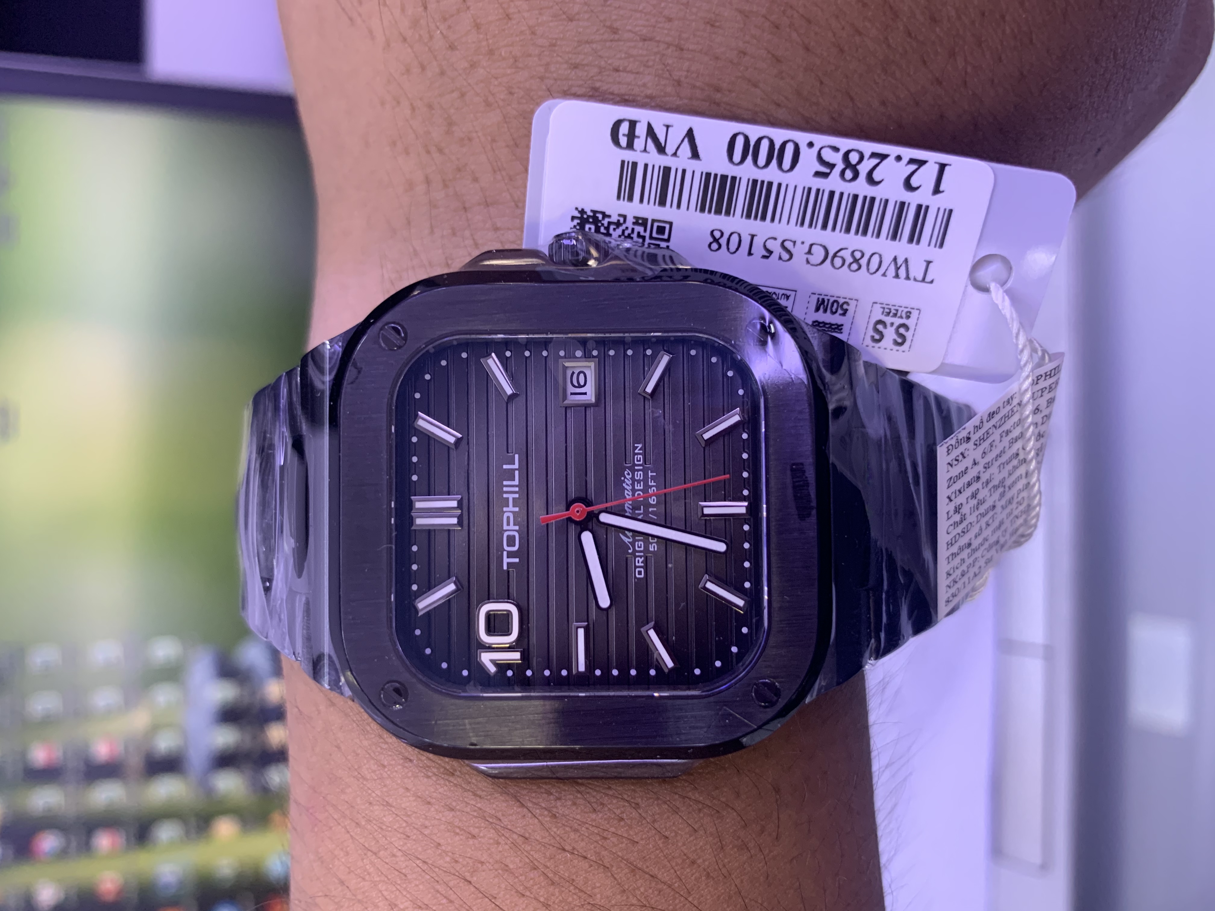 ĐỒNG HỒ TOPHILL TW089G.S5108 Nam máy automatic kính sapphire size 37,5x39mm 5ATM