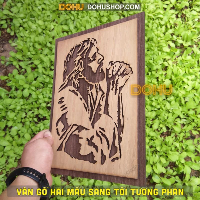 Tranh Gỗ Chúa Giê-su Cầu Nguyện Mã DOHU122 - Phong Cách Vintage Cổ Điển, Sang Trọng, Đẳng Cấp