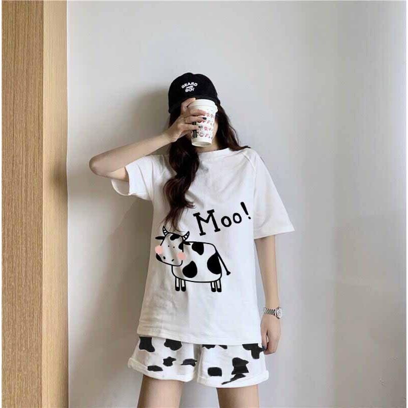 ĐỒ BỘ MẶC NHÀ NAM NỮ THUN LẠNH COTTON ĐẸP, LOANG MÀU BÒ SỮA SIÊU HOT,IN HÌNH CHÚ BÒ MOO ĐẸP,CUTE DANGD YÊU , THỜI TRANG MÙA HÈ, SÉT ĐỒ BỘ THUN LẠNH MÙA HÈ-JINS STORE