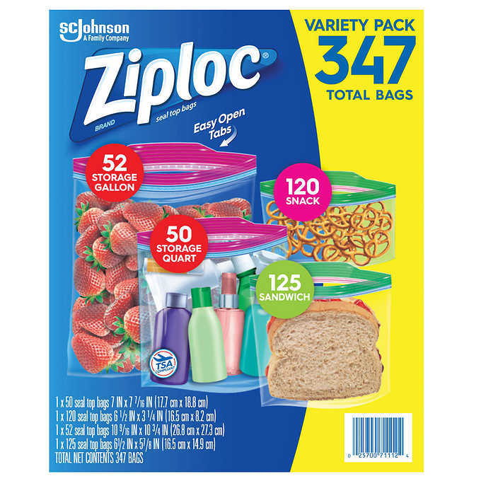 TÚI ZIPLOC ĐỰNG THỰC PHẨM CỦA MỸ ZIPLOC VARIETY PACK 347 TOTAL BAGS