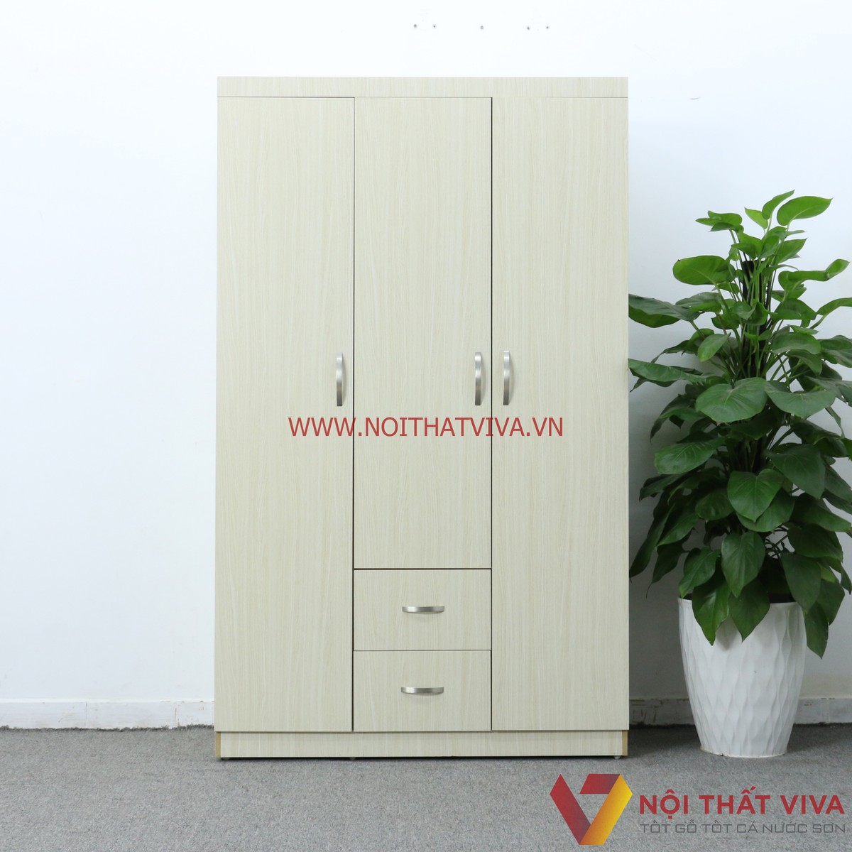 Tủ Áo Gỗ MDF 3 Cánh Melamine Màu Lim