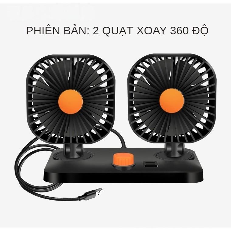 Quạt Đôi Mini 12V , 24V Xoay 360 Tiện Ích Trên Ô Tô , Xe Hơi Cao Cấp , Nhỏ gọn cực mát giá rẻ nhất