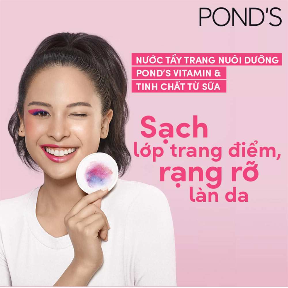 Nước tẩy trang Vitamin và hoa hồng POND'S Vitamin và hoa hồng sáng da Sạch 99% lớp trang điểm sáng da sạch sâu