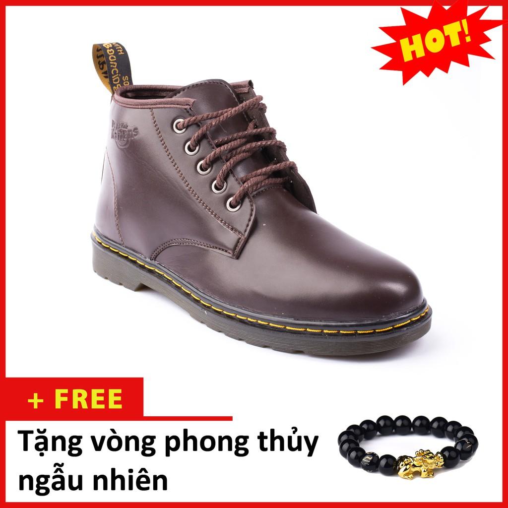 Giày Boot Nam Cổ Lửng Đế Khâu Da Trơn Màu Nâu Phong Cách - M354-NAU