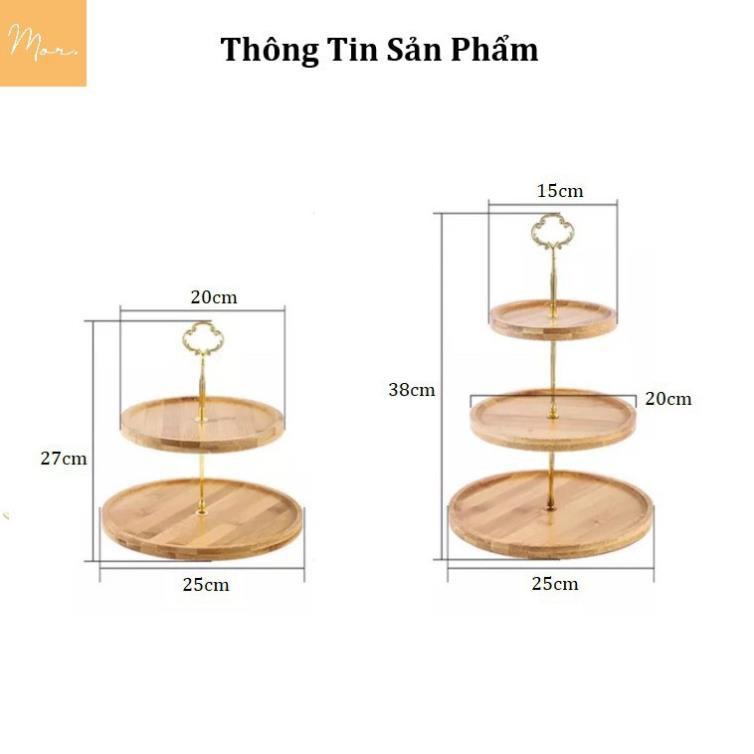 Khay gỗ tròn 2 tầng, 3 tầng để bánh kẹo hoa quả