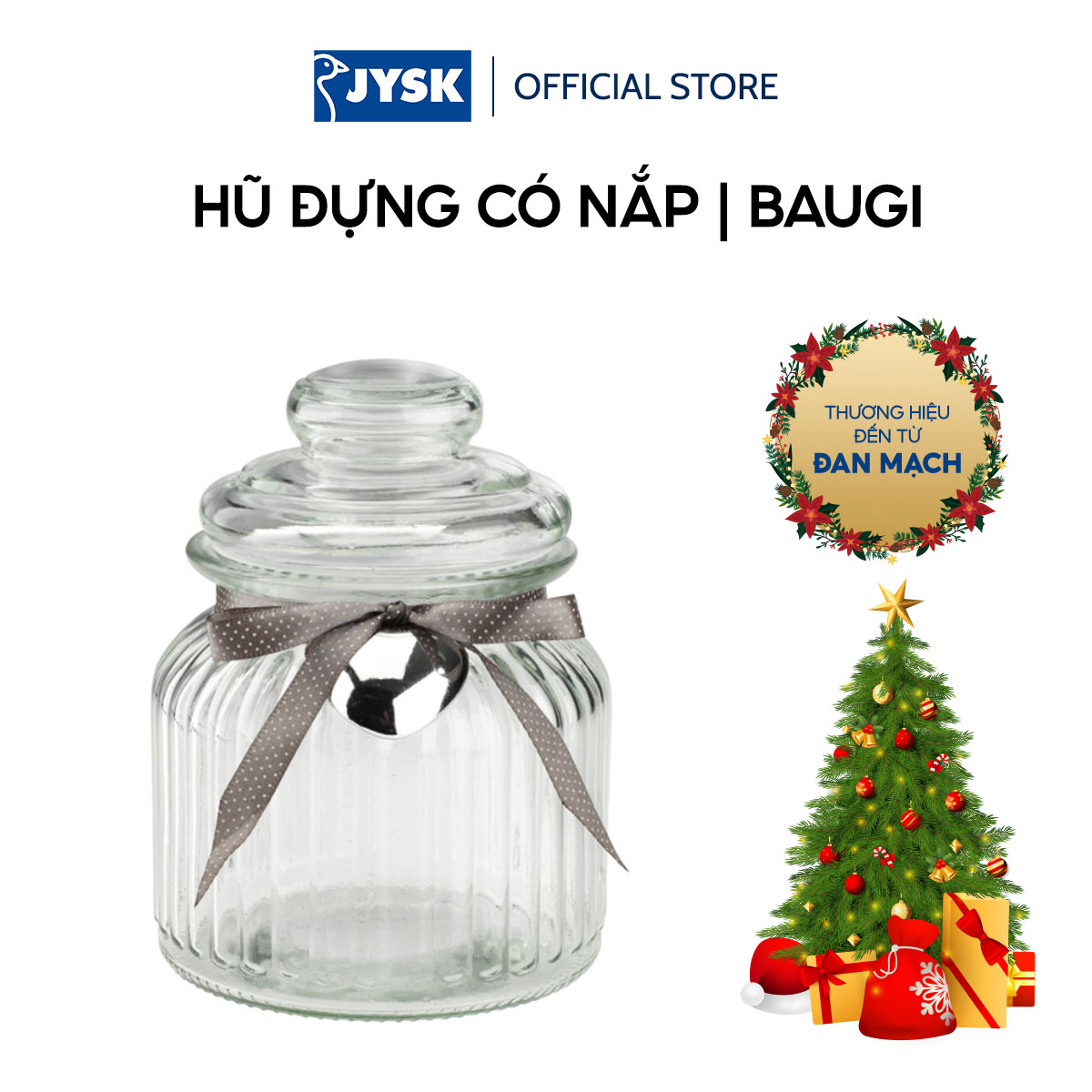 Hũ đựng có nắp | JYSK Baugi | thủy tinh/ABS | màu trong suốt | DK11xC15cm