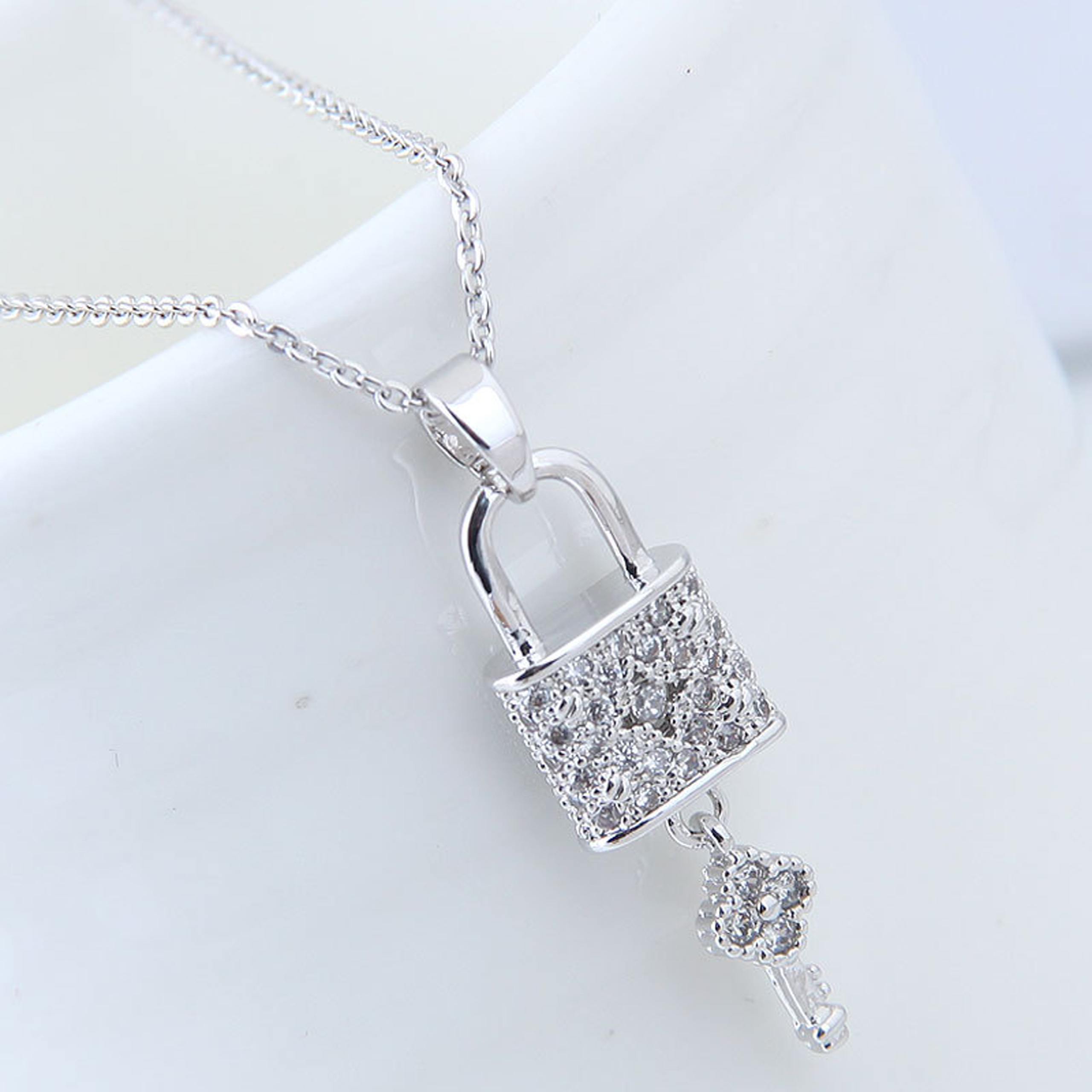 Dây chuyền bạc nữ chìa khóa và ổ khóa DCN02 phong cách độc lạ