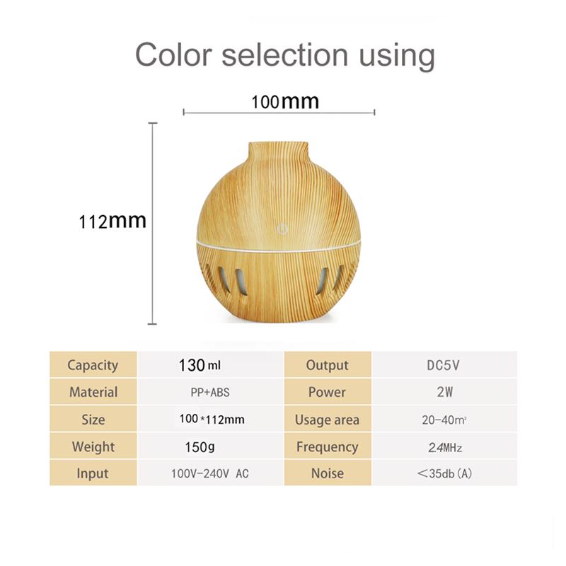 130Ml USB Siêu Âm Khuếch Tán Hương Thơm Hạt Gỗ Siêu Âm Thanh Mát Sương Máy Tạo Ẩm, Phun Sương Dành Cho Văn Phòng Nhà Phòng Ngủ Phòng Khách