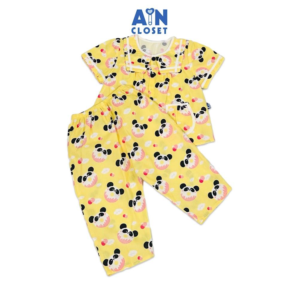 Bộ quần áo Dài tay ngắn bé gái họa tiết bánh Donut Gấu Trúc Vàng cotton - AICDBG1KGZCE - AIN Closet