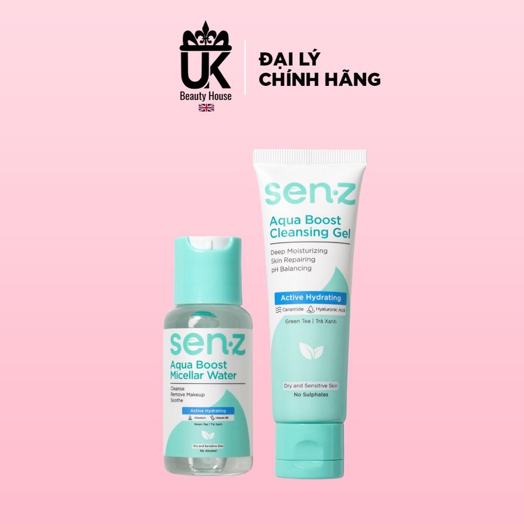 Combo 2 sản phẩm SenZ Aqua Boost Chiết Xuất Trà Xanh Làm Sạch Dưỡng Ẩm Sâu Cho Da Khô