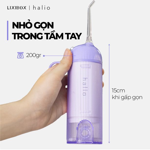 Combo Máy Tăm Nước Cầm Tay Halio - Periwinkle Và Bàn Chải Điện Làm Trắng Răng Midnight Blue