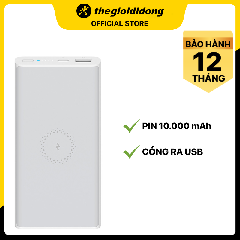 Pin sạc dự phòng không dây Polymer 10.000 mAh Type C Xiaomi Mi Wireless Power Bank Essential - Hàng chính hãng