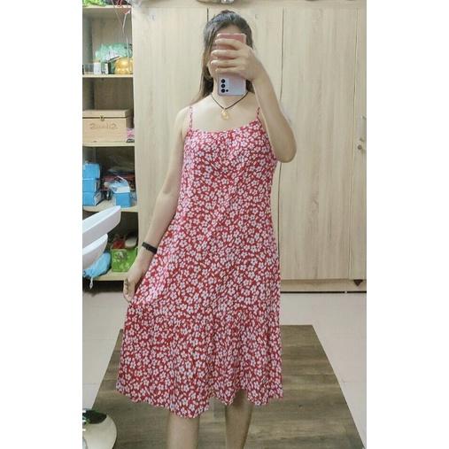 Váy lanh 2s hai dây đuôi cá vải lanh Việt Thắng bền đẹp