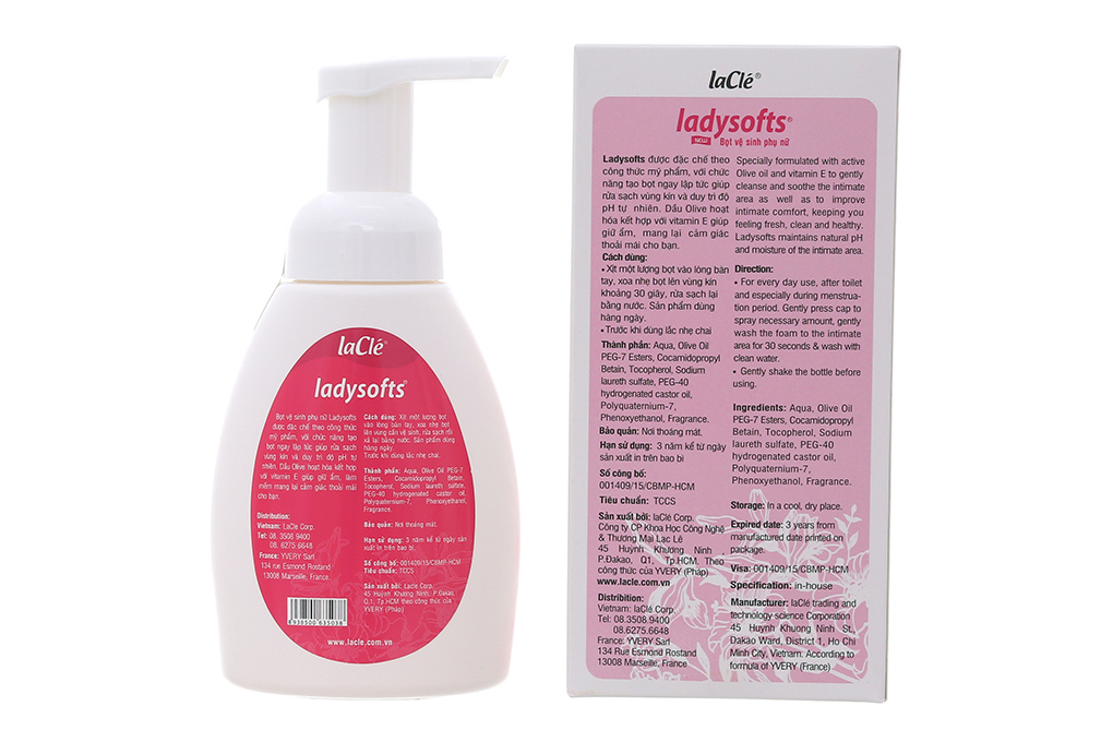 Bọt rửa phụ khoa Ladysoft New Laclé 100ml, dung dịch vệ sinh phụ nữ Ladysofts 100ml