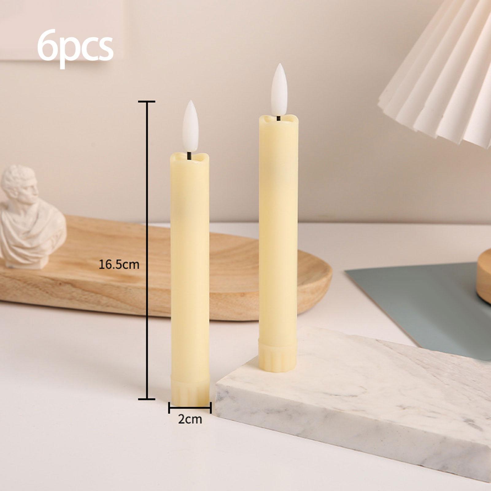 6 Pieces LED Pillar Candles Flameless Taper Candles 3D Wick Window Candles Light Candles with Remote for Wedding Valentine's Day Table Decor