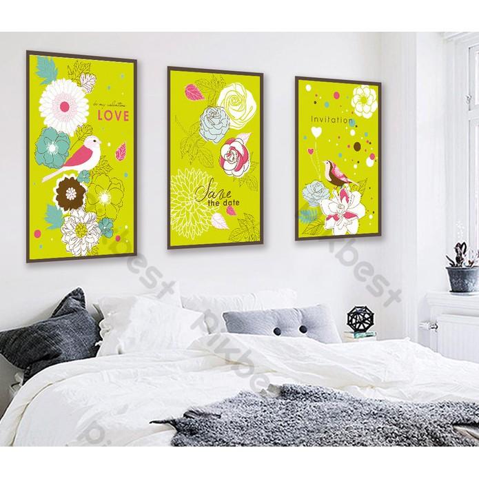 Combo 3 tranh dán tường 3d, hoa hồng ấn tượng trang trí phòng khách phòng ngủ hiện đại MS621718