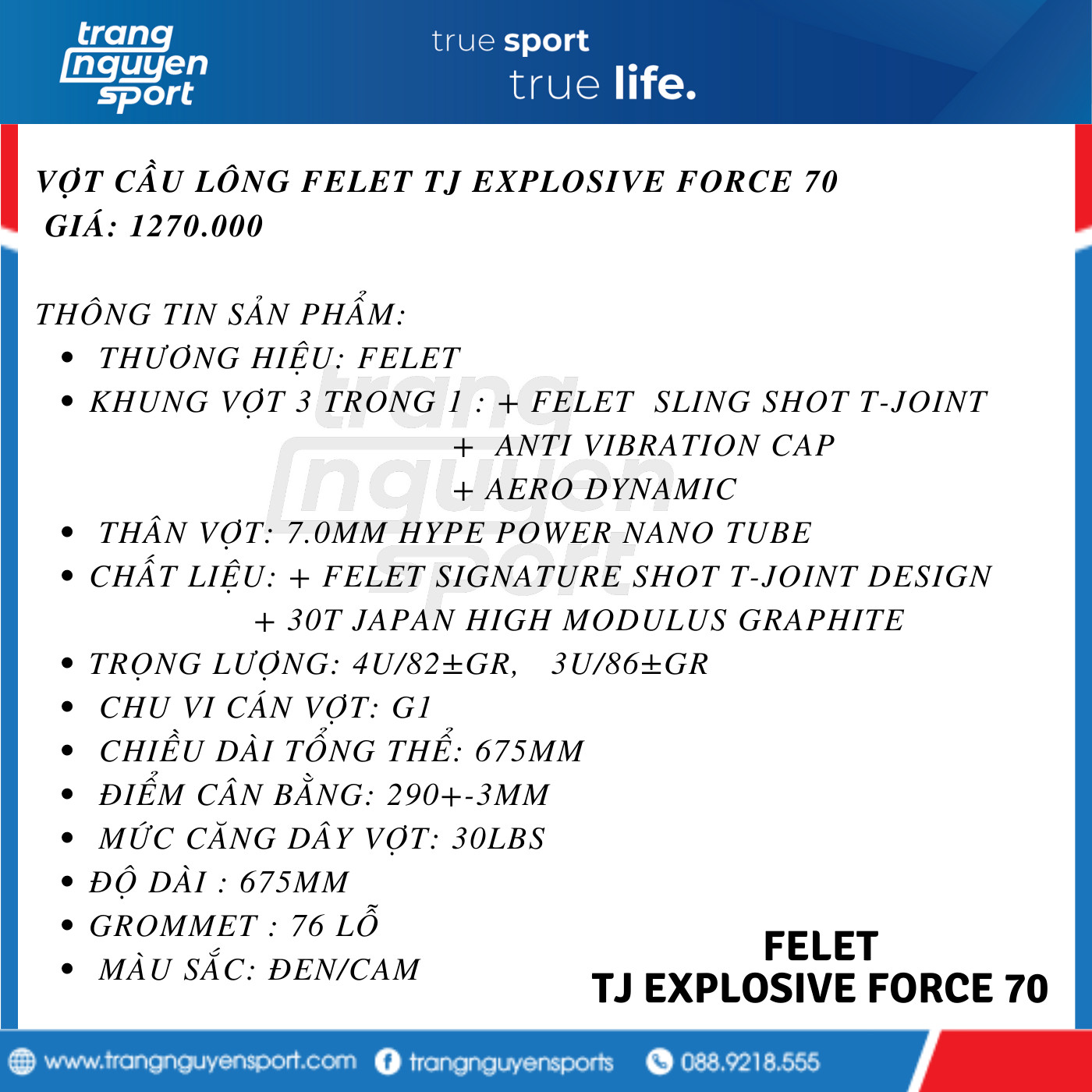 Vợt cầu lông Felet TJ Exprosive Force 70