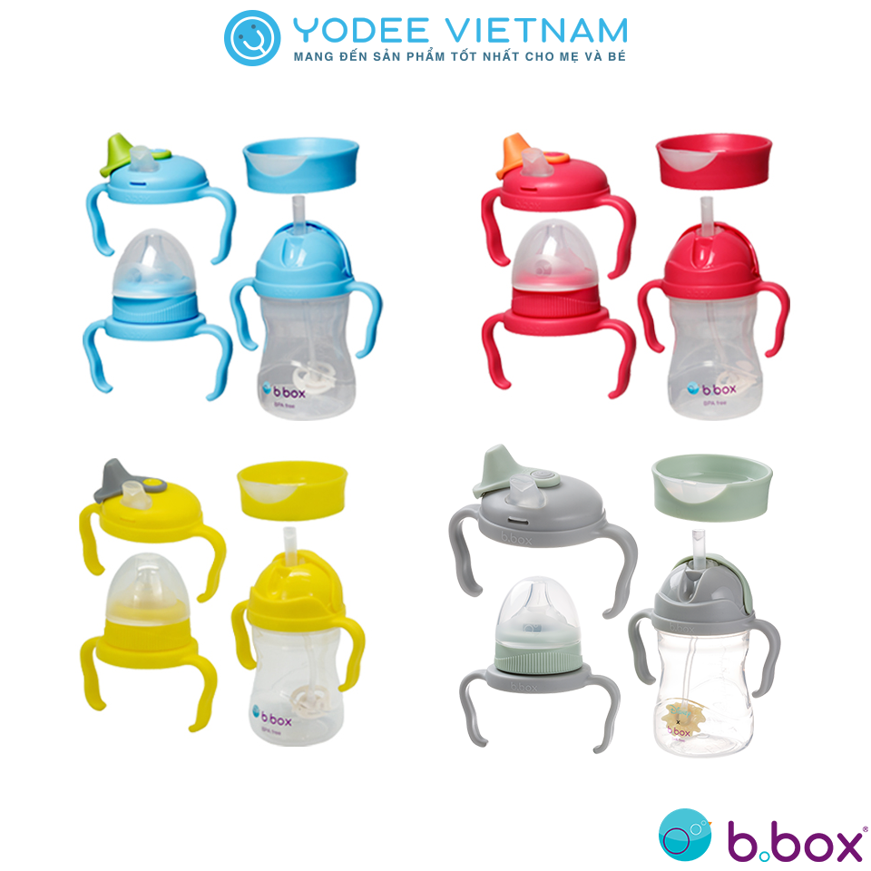 B.box Bộ bình nước 4 nắp thay thế tiện dụng cho bé 240ml