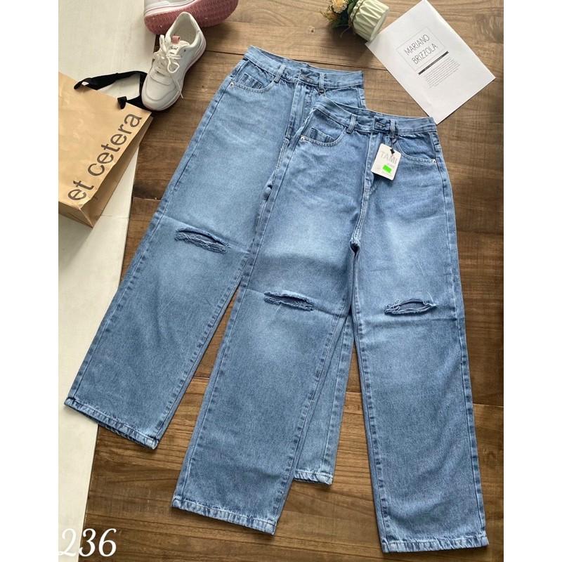 Quần Baggy JEANS cạp cao ống suông
