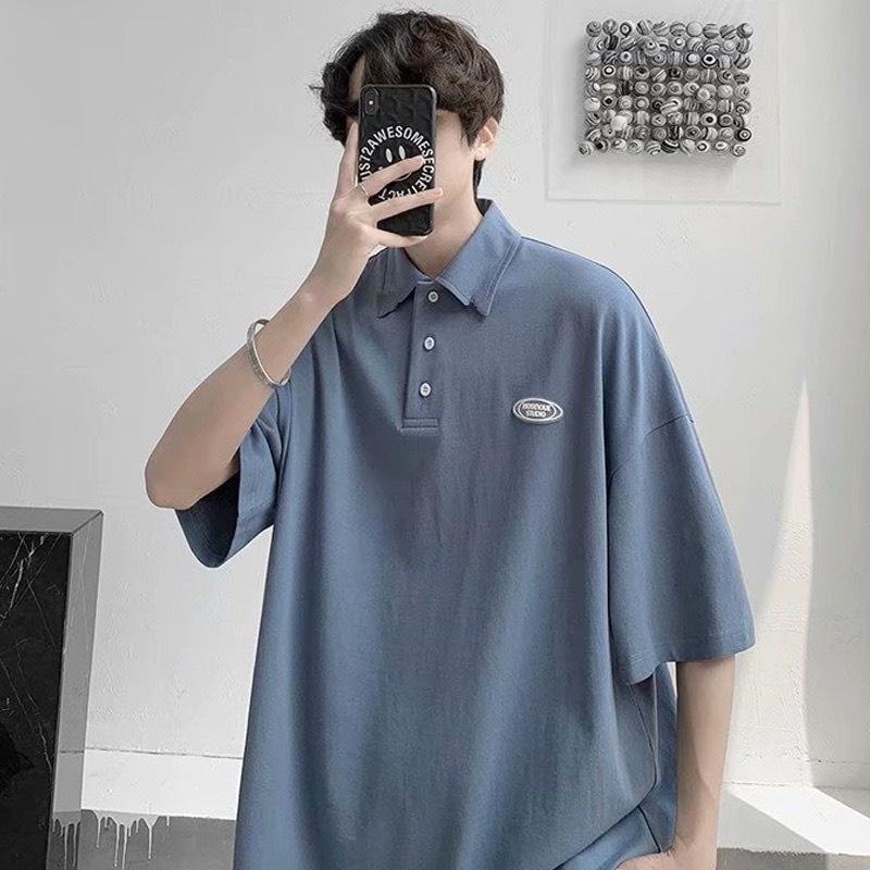 Áo polo unisex có phối logo trước ngực, chất cotton mền và mát A3
